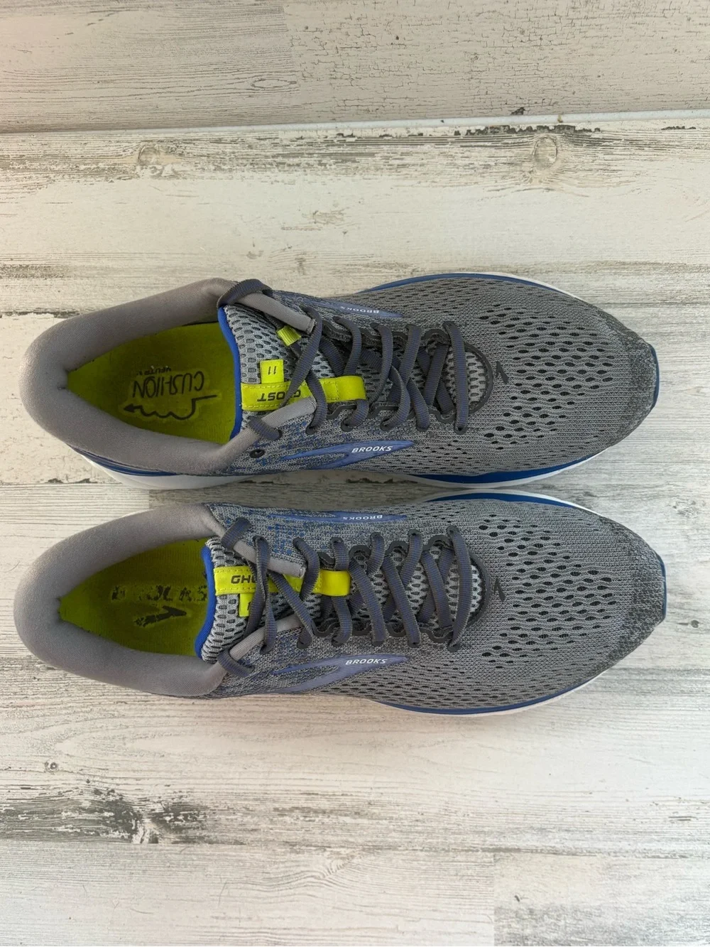 Broooks Men’s Size 13 Ghost 11 Running Shoes Lace Up Closure In Gray/Blue